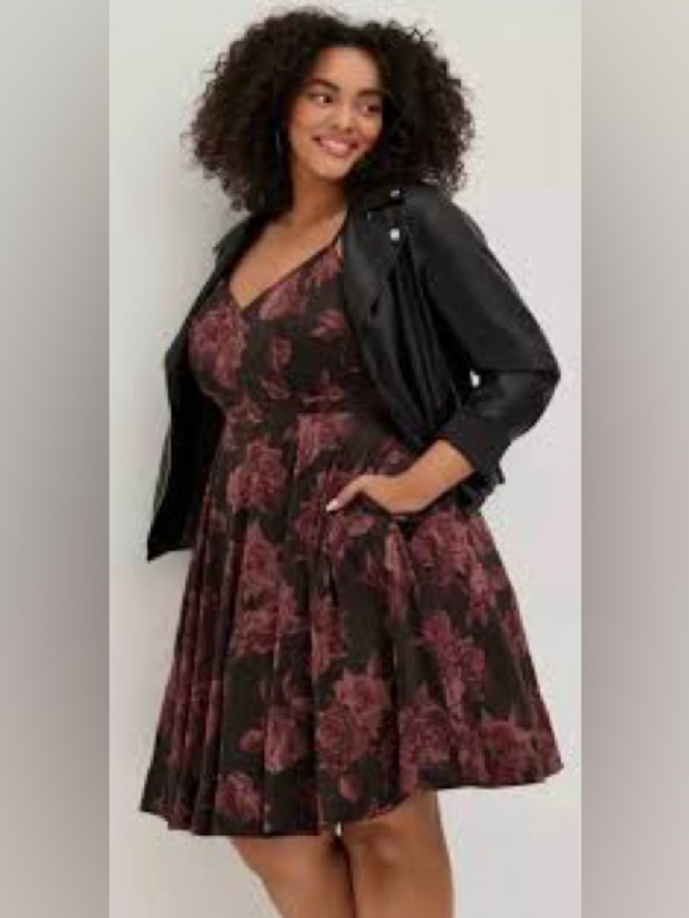 Torrid Floral Mini Dress Black & Pink Size 16
